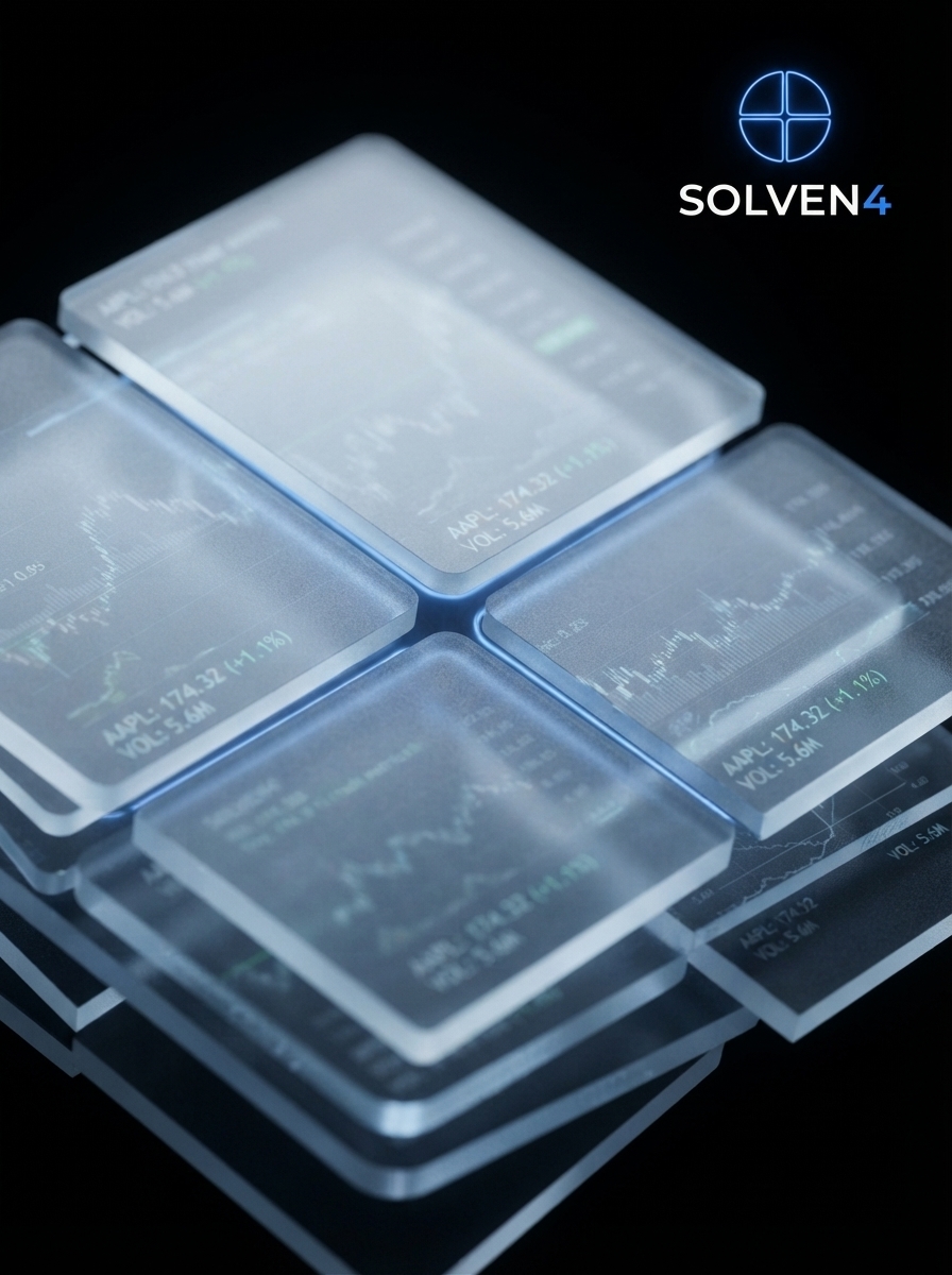 SOLVEN4 AI financial ecosystem dashboard showing live trading performance, compliance score and account analytics across EDGE, FORGE, NEXUS and ORACLE
